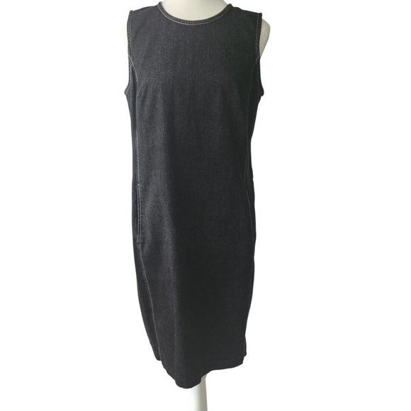 Ralph Lauren Black Stretch Denim Mini Dress With Pockets, Size 12 - Picture 8 of 10